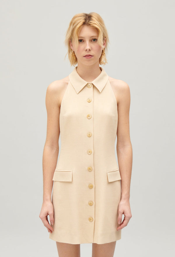 Claudie Pierlot | Vestido corto abotonado en beige para mujer.