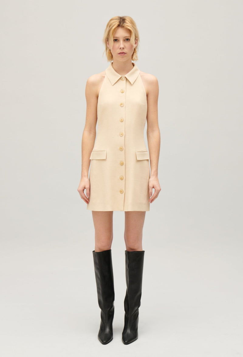 Claudie Pierlot | Vestido corto abotonado en beige para mujer.