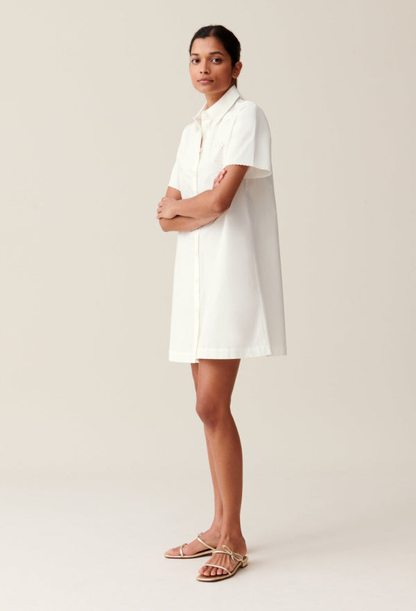 Claudie Pierlot | Vestido camisero blanco bordado para mujer.