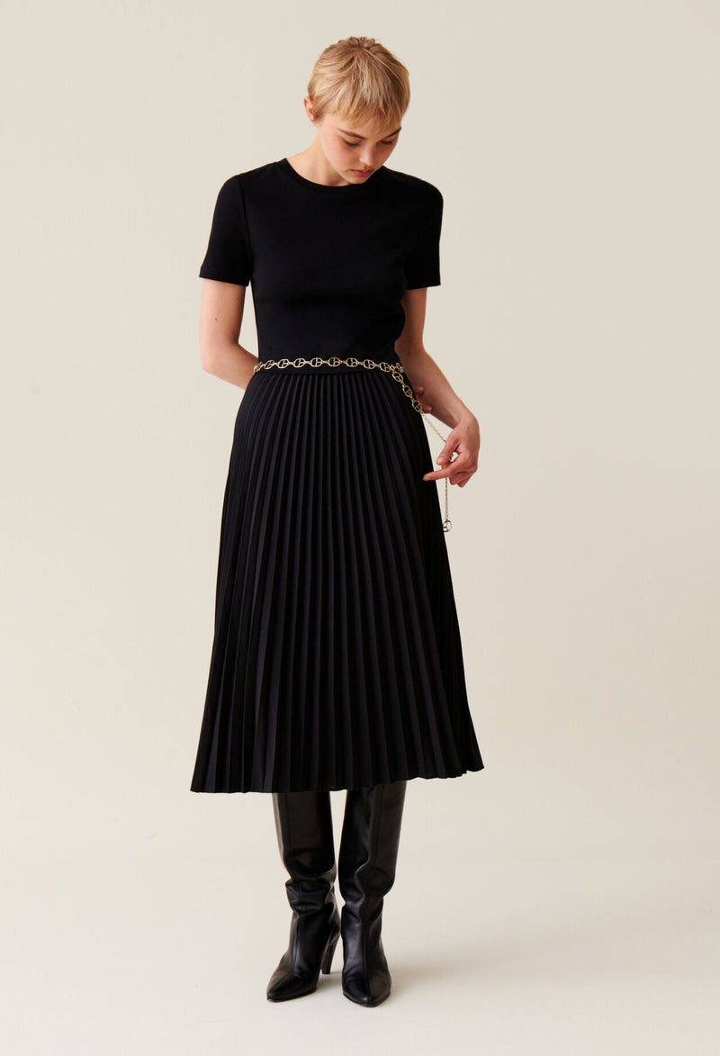 Vestido twist de dos materiales