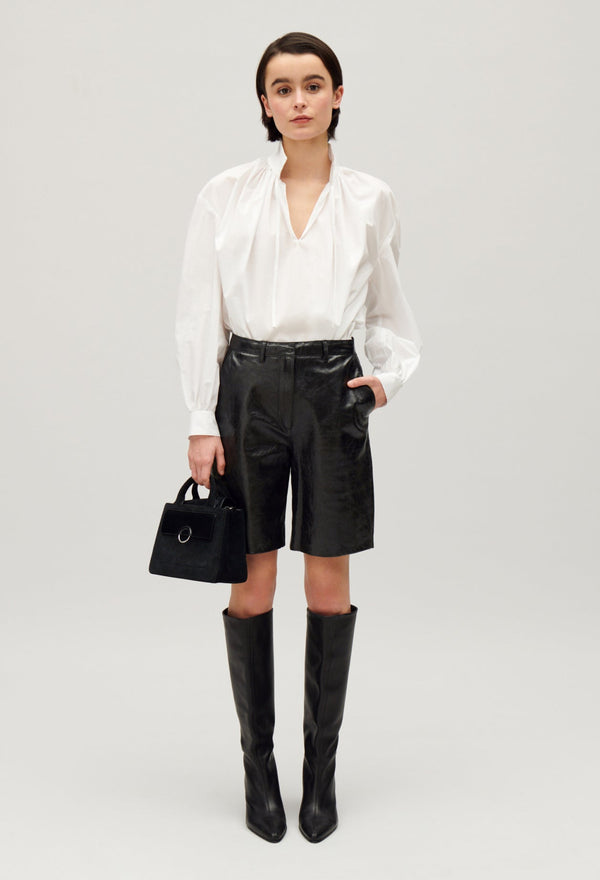 Claudie Pierlot | Bermudas cuero negro para mujer.