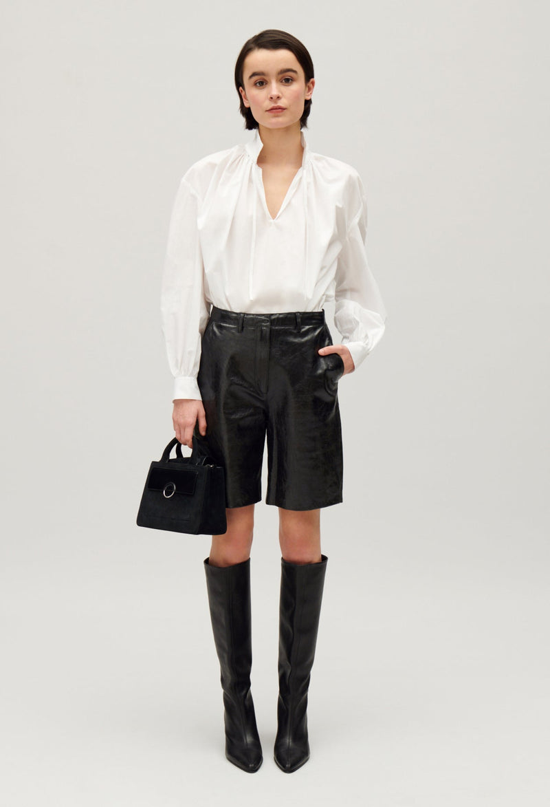 Claudie Pierlot | Bermudas cuero negro para mujer.