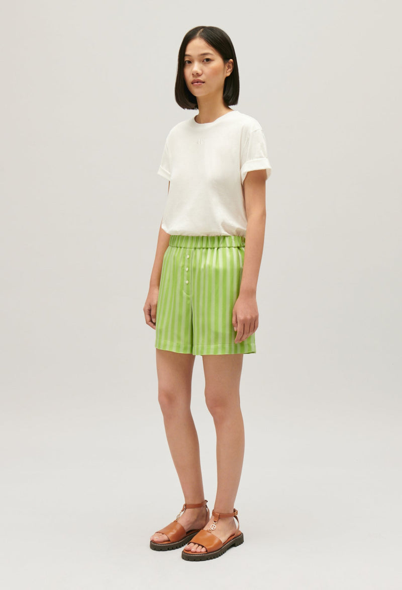 Shorts sueltos rayas matcha