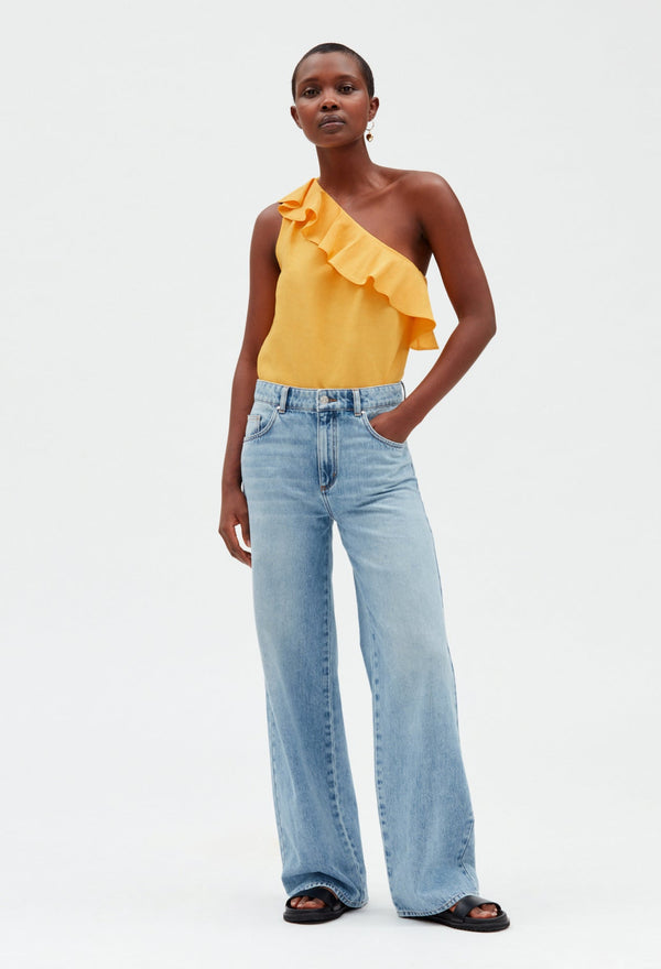 Claudie Pierlot | Top asimétrico amarillo para mujer.