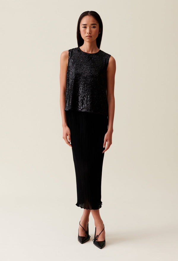 Claudie Pierlot | Top negro de lentejuelas para mujer.