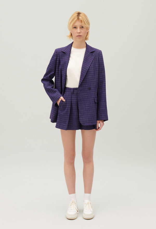 Claudie Pierlot | Chaqueta sastre cuadros índigo para mujer.