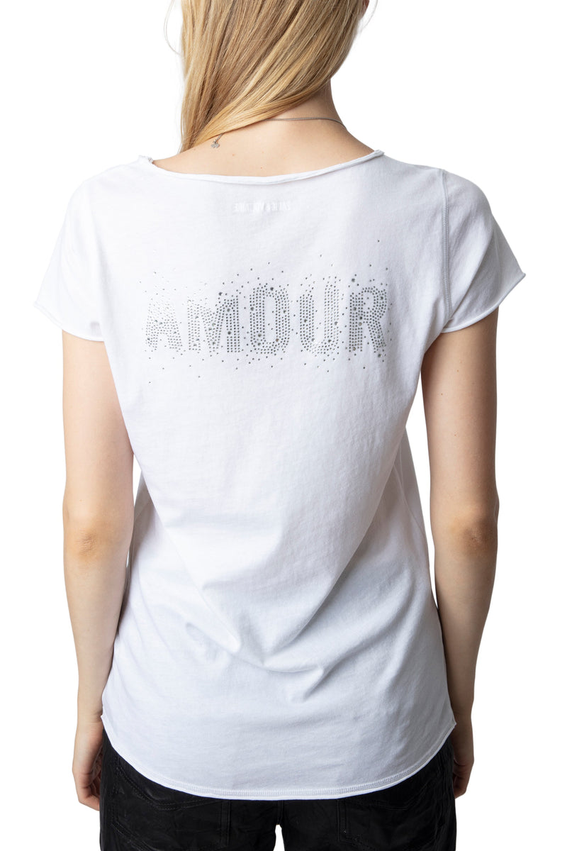 Camiseta Tunisien Amour Strass Blanco