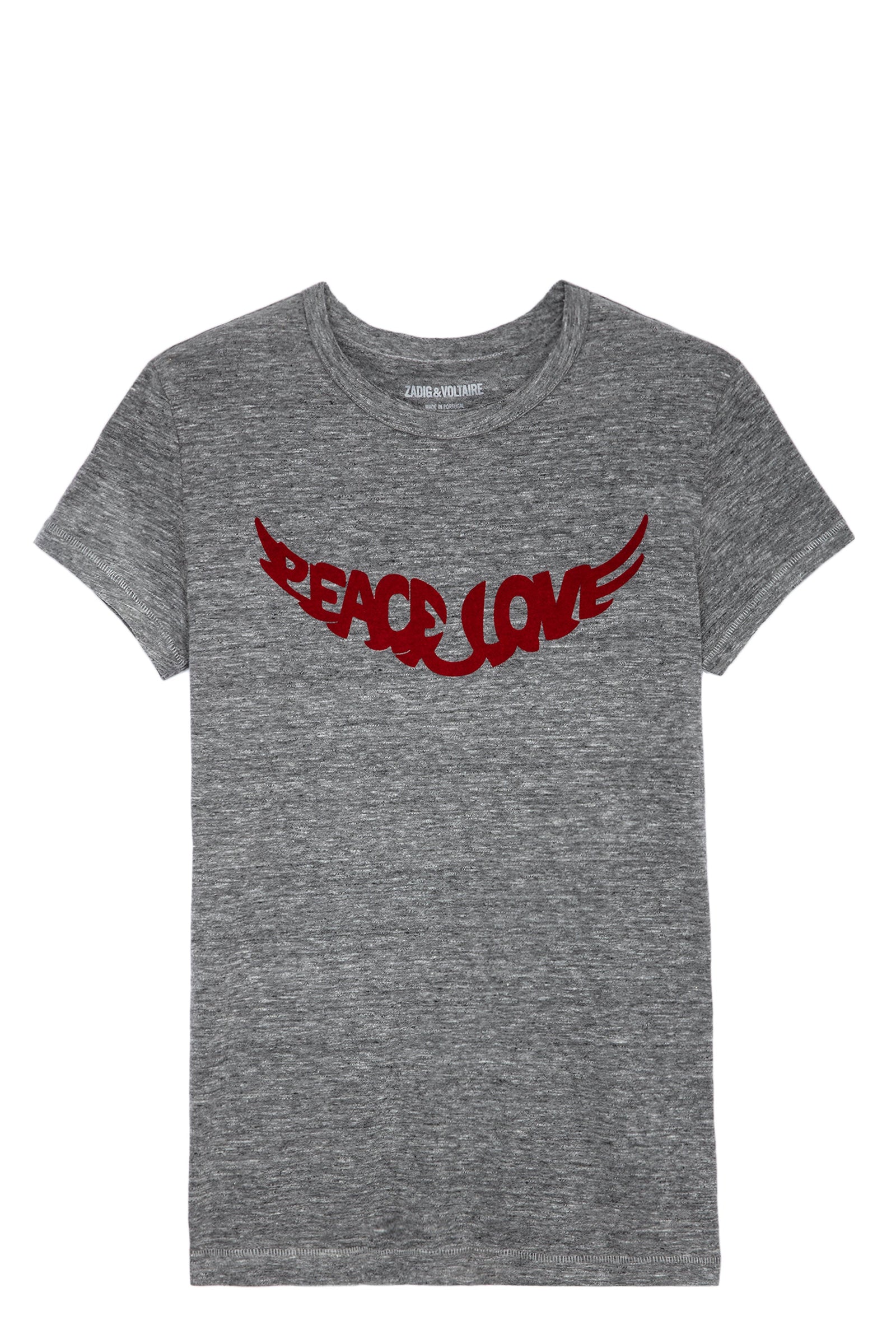 ZADIG & VOLTAIRE Walk Peace & Love Strass T-Shirt in Carbone