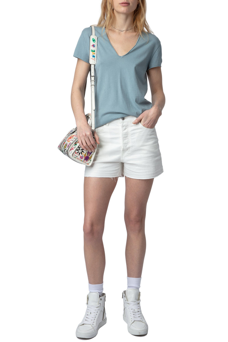 Camiseta Story Fishnet Skull Flower Glaciar