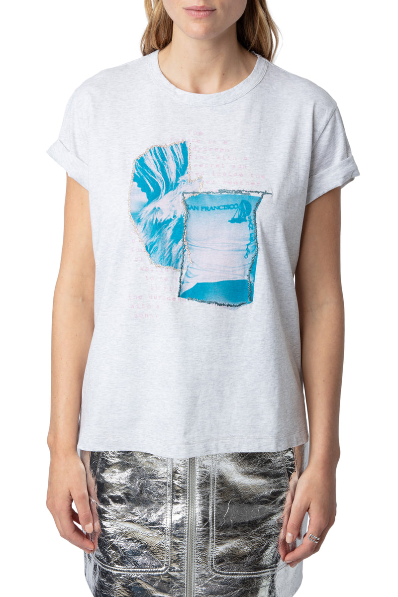 Camiseta Anya Photoprint Patch Gris Chino