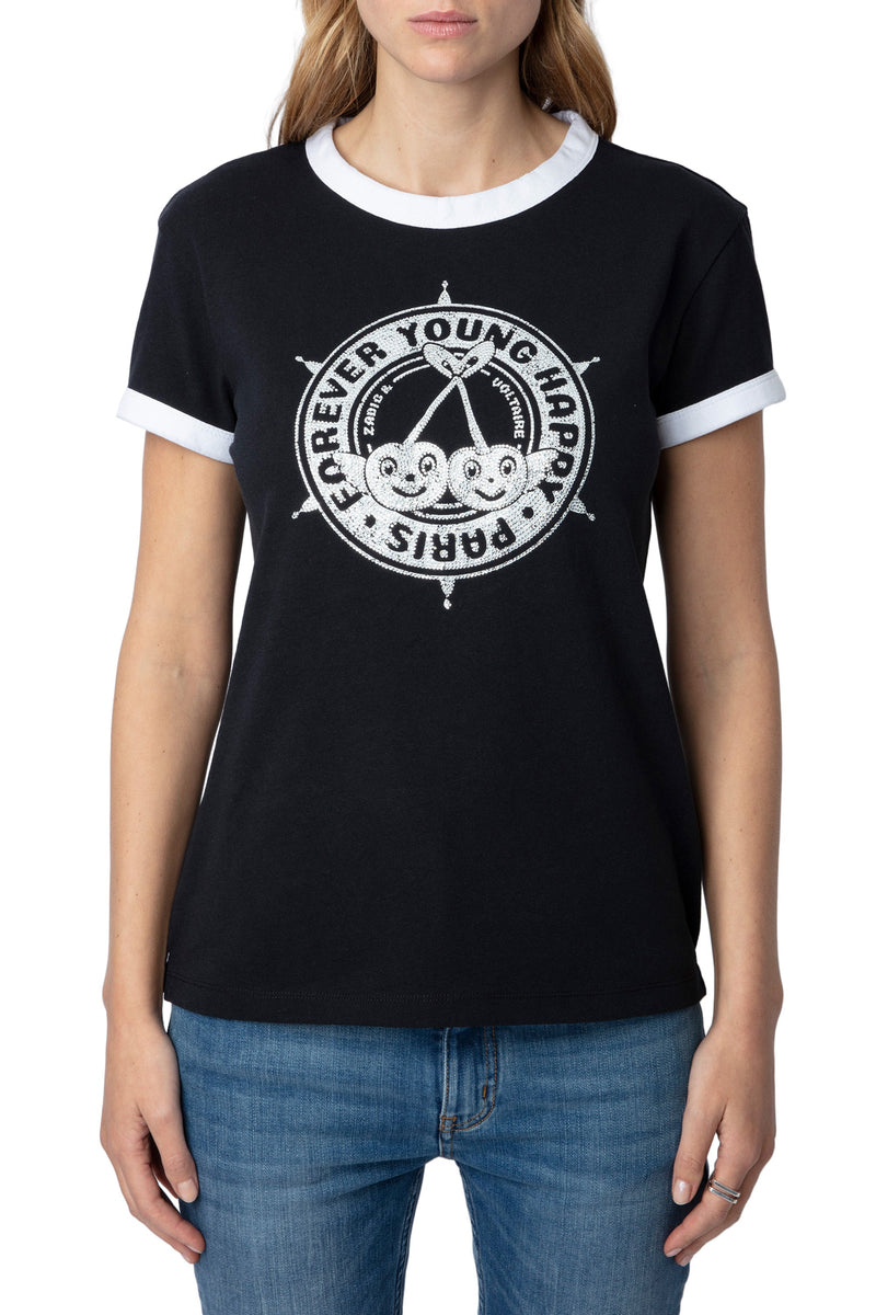 Camiseta Walk Blason Strass Negro