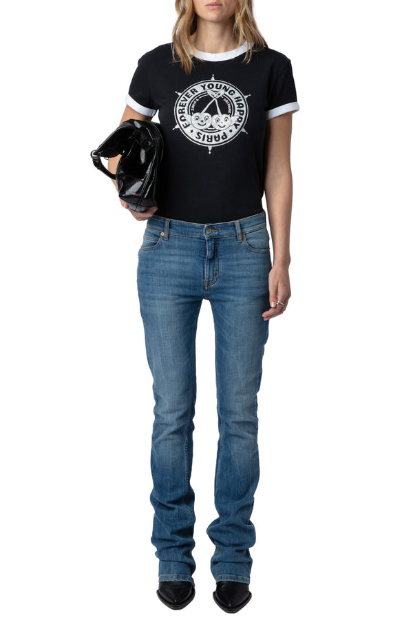 Camiseta Walk Blason Strass Negro