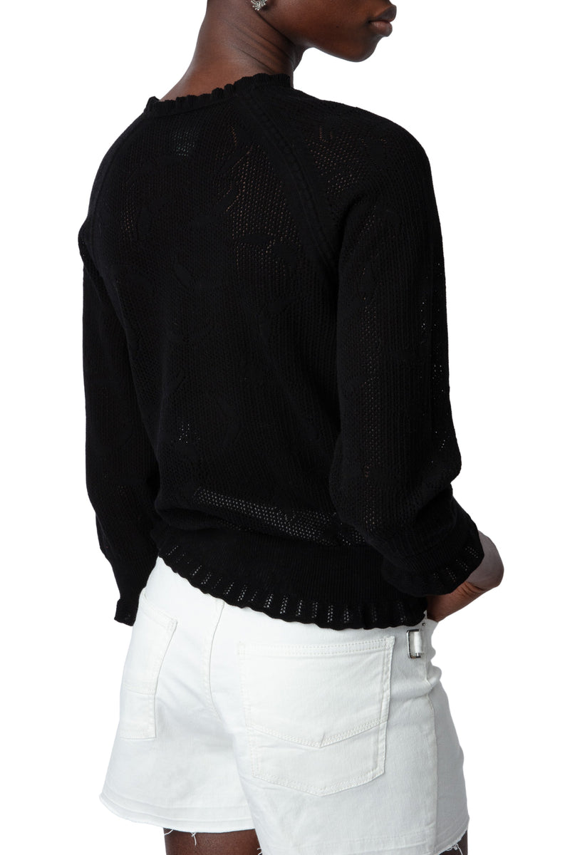 Sweater Moria Co Dentelle Negro