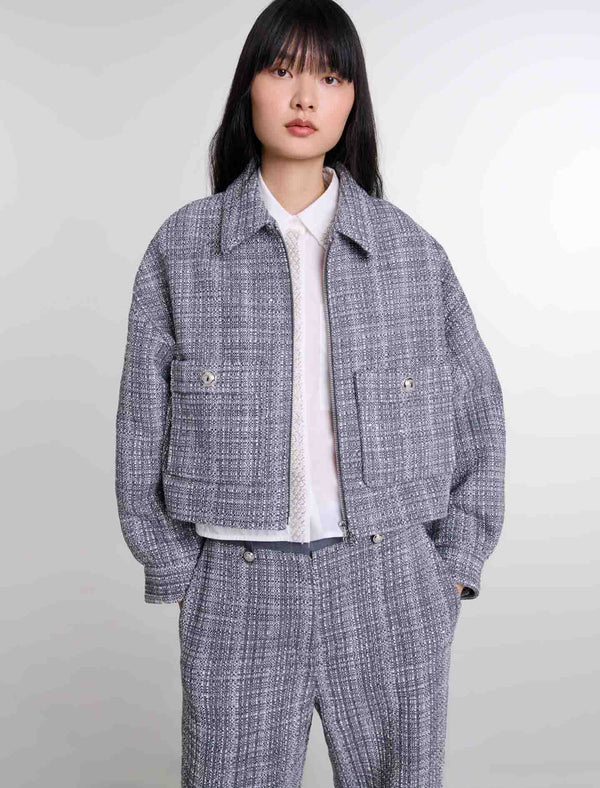 Cazadora corta de tweed