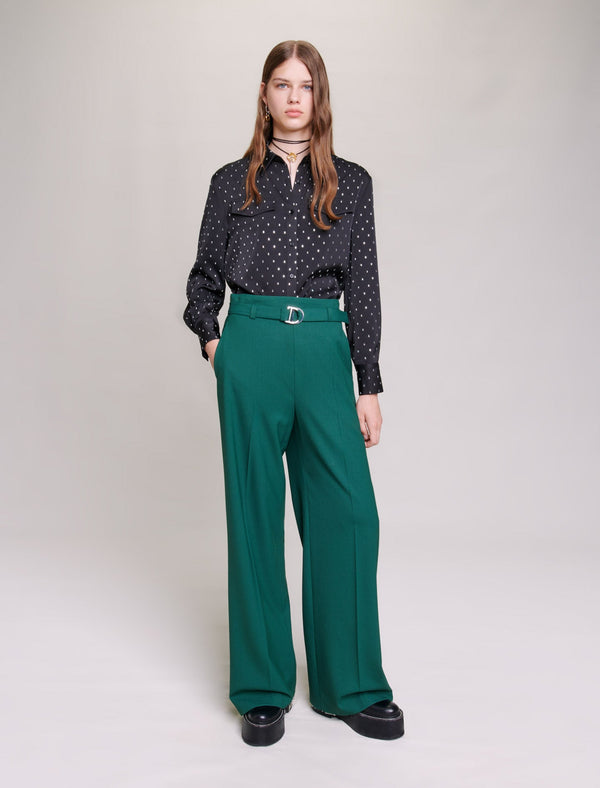 Maje | Camisa satinada con strass para mujer.