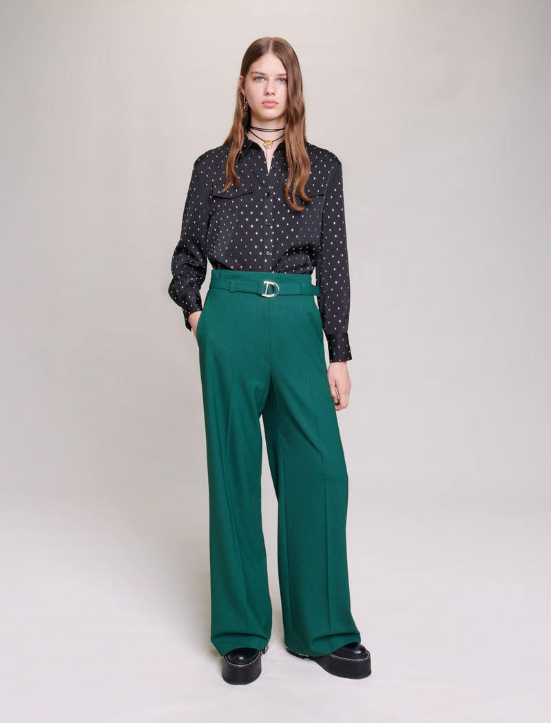 Maje | Camisa satinada con strass para mujer.