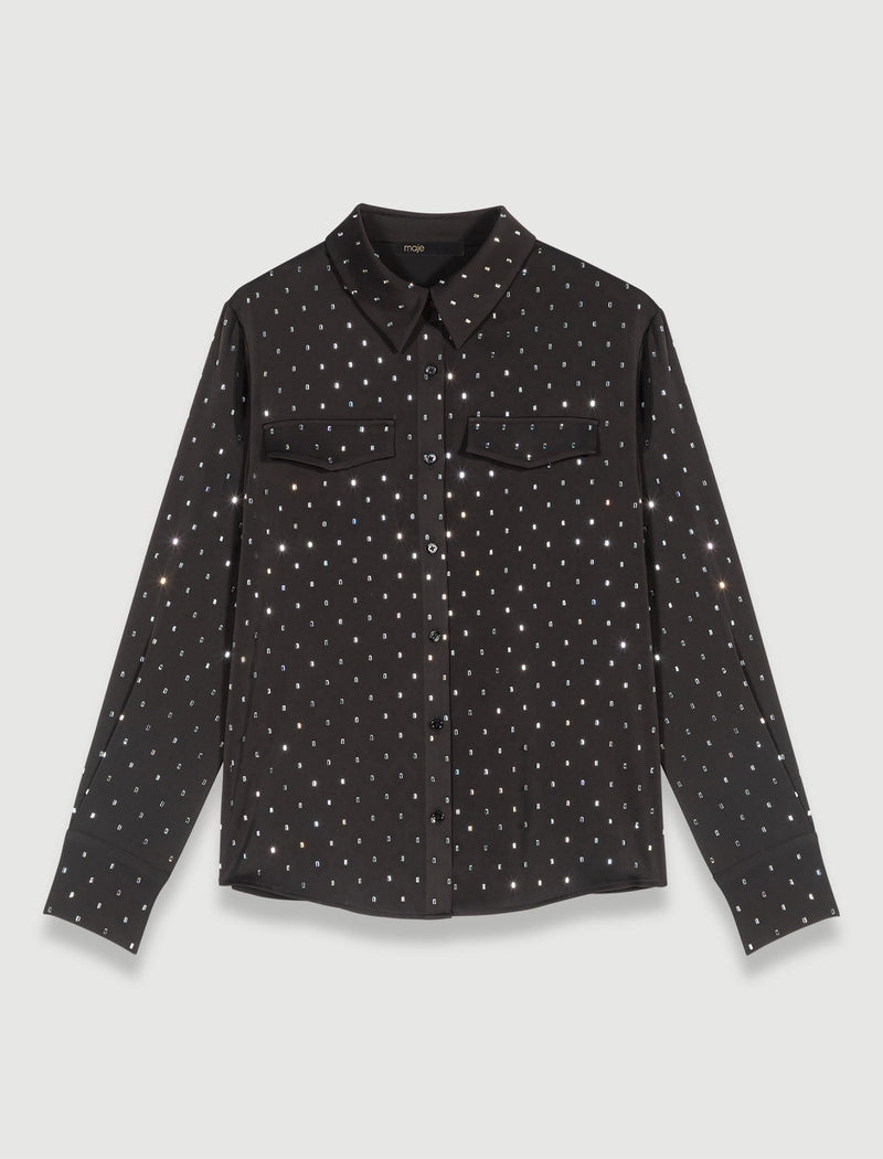 Camisa satinada con strass