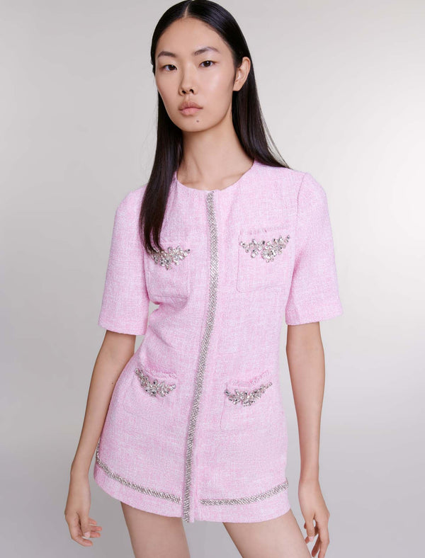 Mono corto de tweed con strass