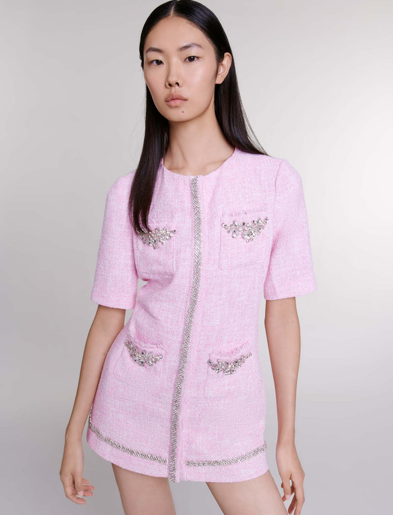 Mono corto de tweed con strass