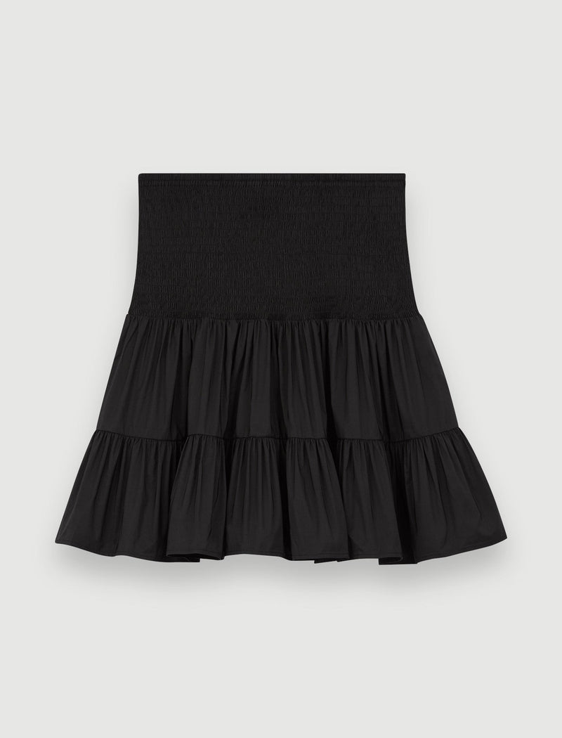 Falda corta con frunces y volantes