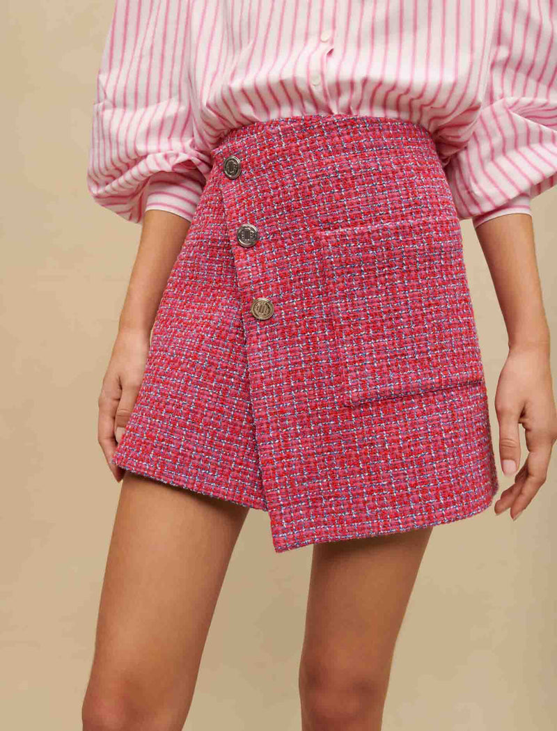 Falda cruzada de tweed
