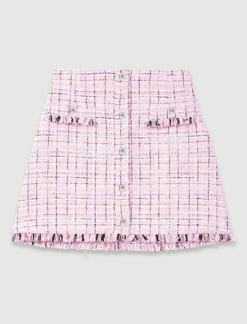 Falda de tweed con cinturón