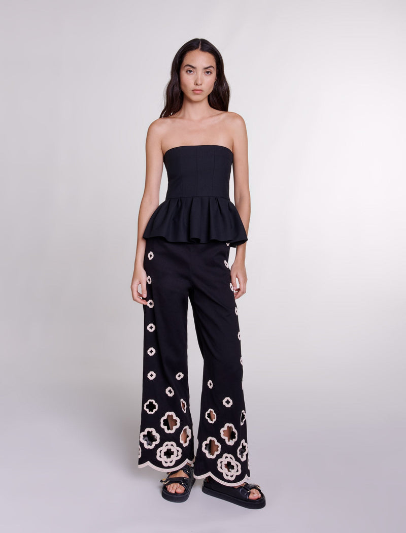 Pantalón ancho de ganchillo