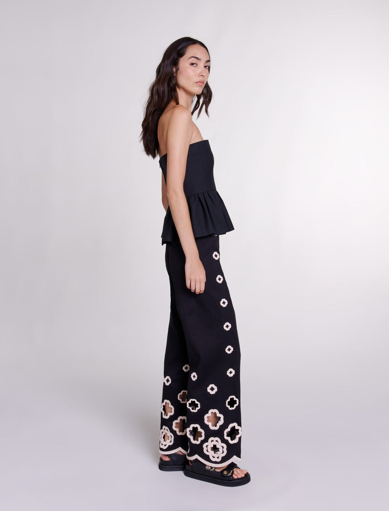 Pantalón ancho de ganchillo