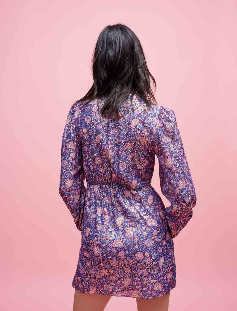 Maje | Vestido viscosa estampado metalizado para mujer.