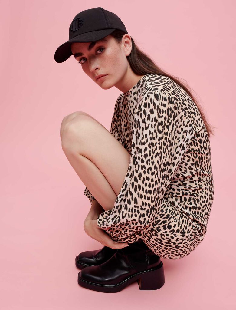 Maje | Vestido de viscosa estampado de leopardo para mujer.