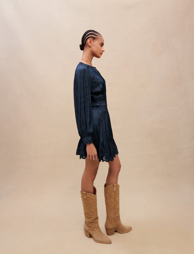 Vestido bordado con frunces