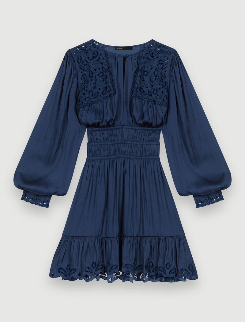 Vestido bordado con frunces