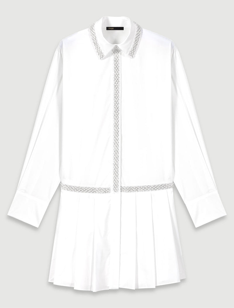 Vestido camisero con pedrería