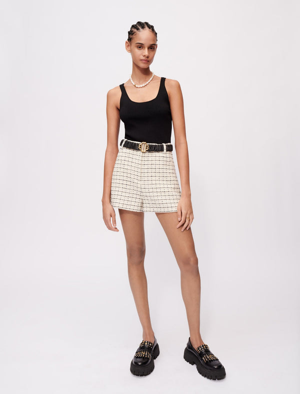 Maje | Shorts de tweed moteado a cuadros para mujer.