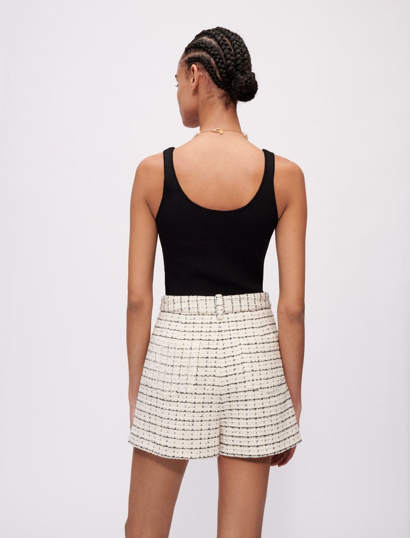 Shorts de tweed moteado a cuadros