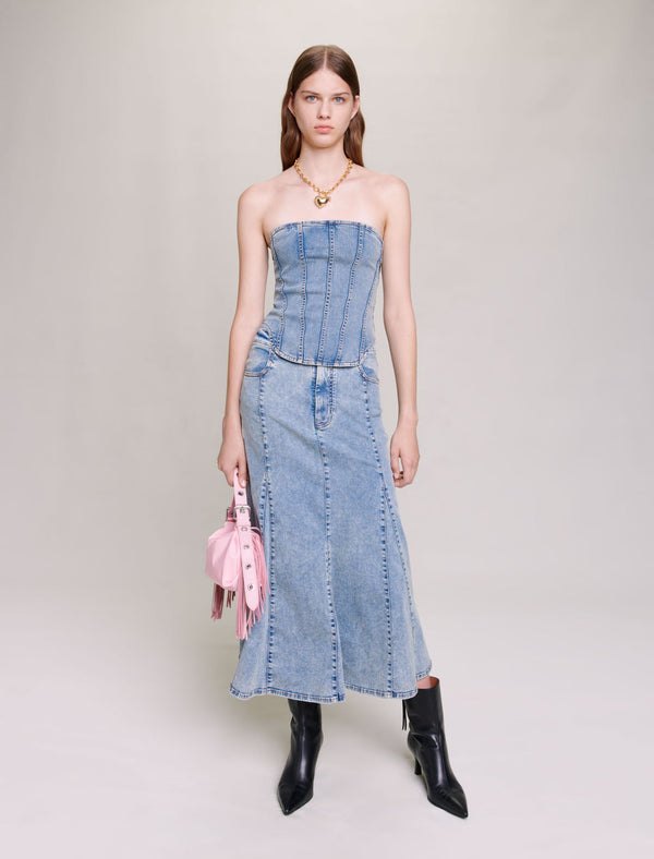 Maje | Bustier de denim para mujer.