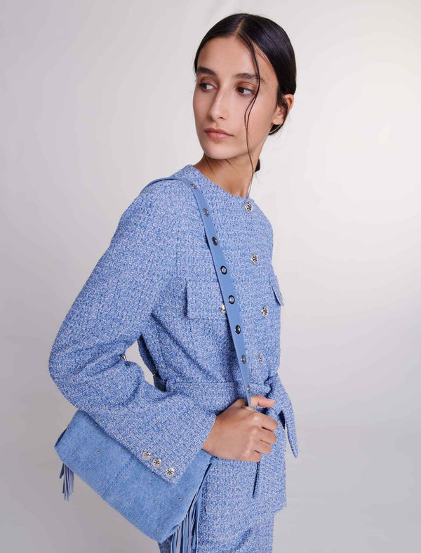 Chaqueta de tweed con cinturón