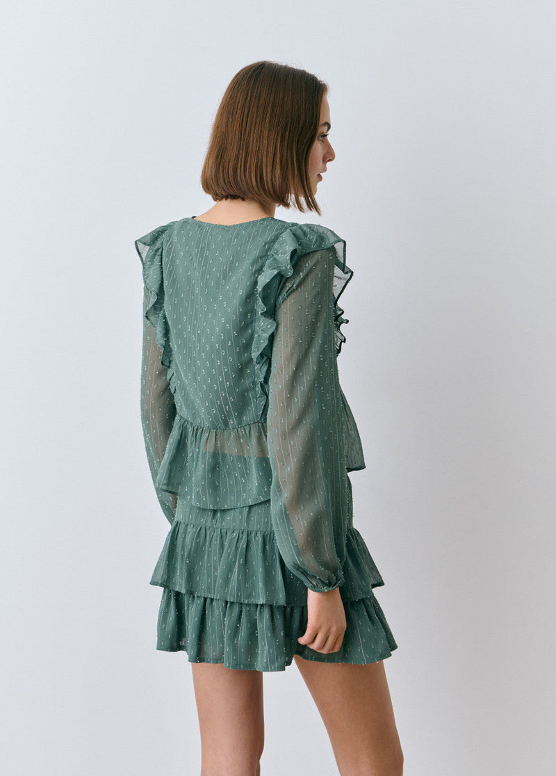Blusa manga larga volantes
