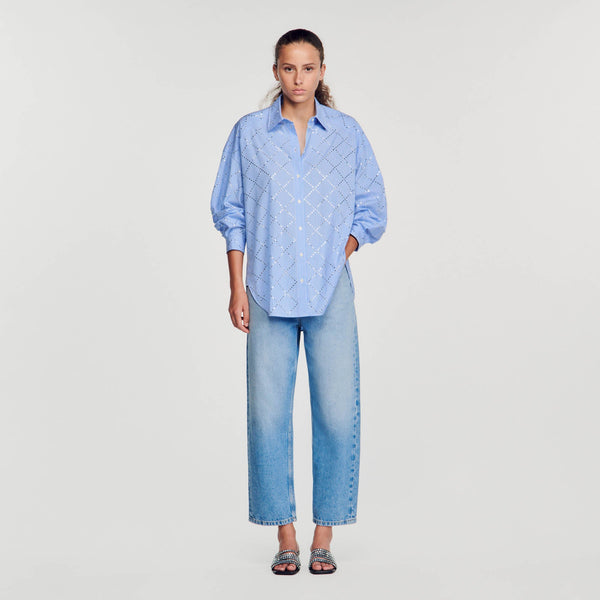 Camisa oversize con estrás