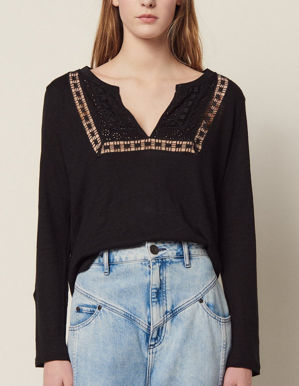 Sandro | Camiseta Solune Negro para mujer.