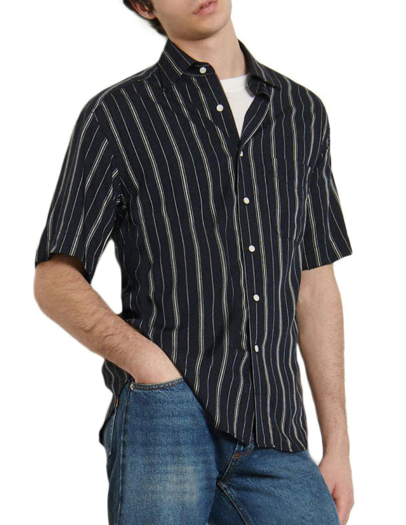 Camisa Oversized Stripes Marino