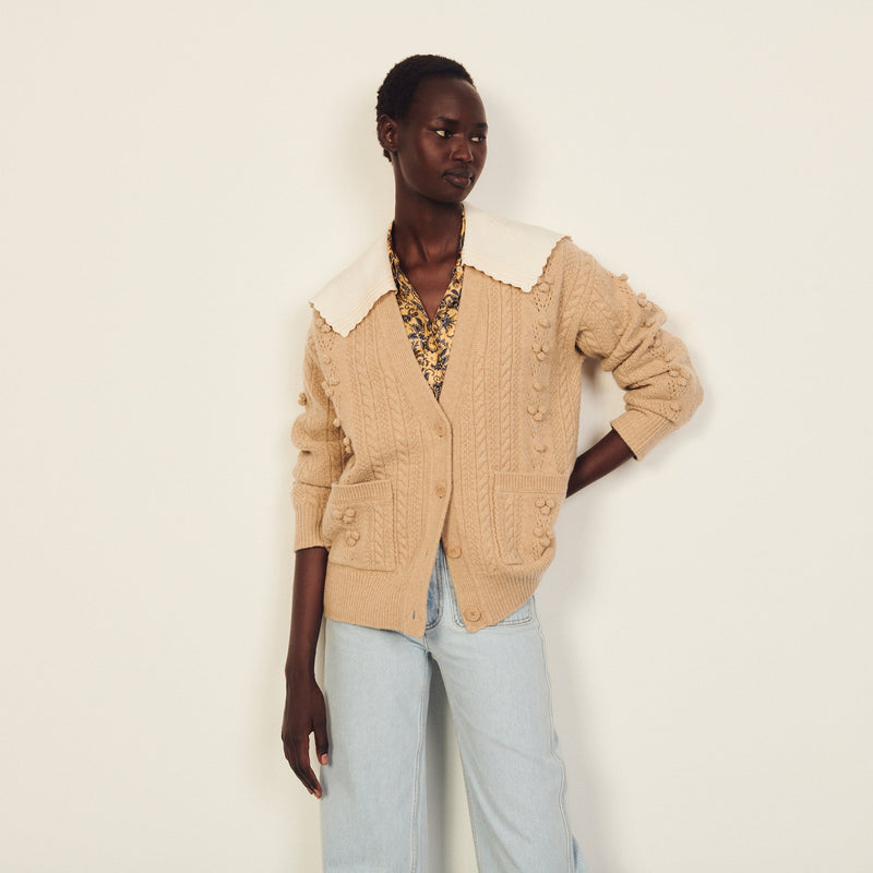 Sandro | Cardigan de punto con cuello para mujer.