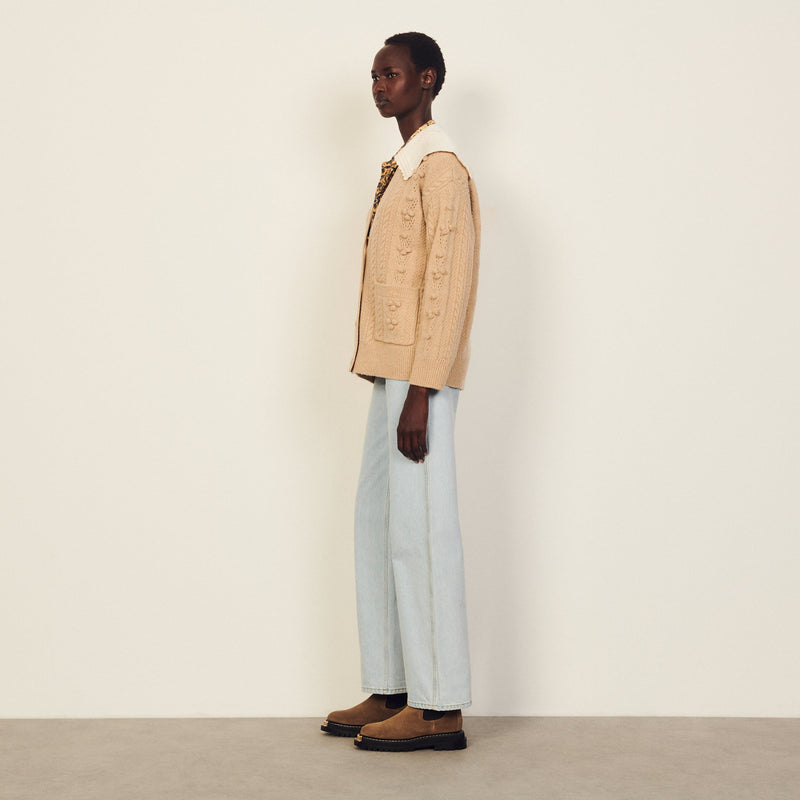 Cardigan de punto con cuello