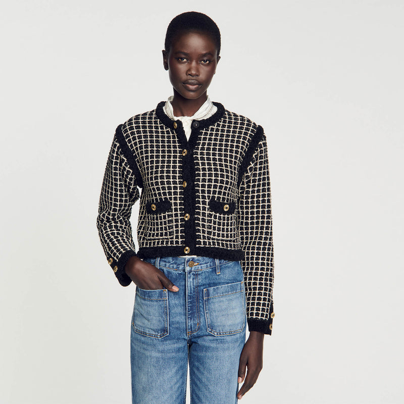 Chaqueta de punto de efecto tweed