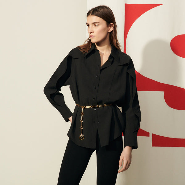 Sandro | Camisa estilo capa avolantada oversize Eliette para mujer.