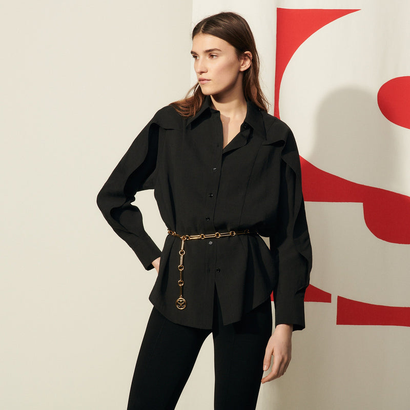 Camisa Oversize Mujer Con Cinturon Sandro Camisa Estilo Capa