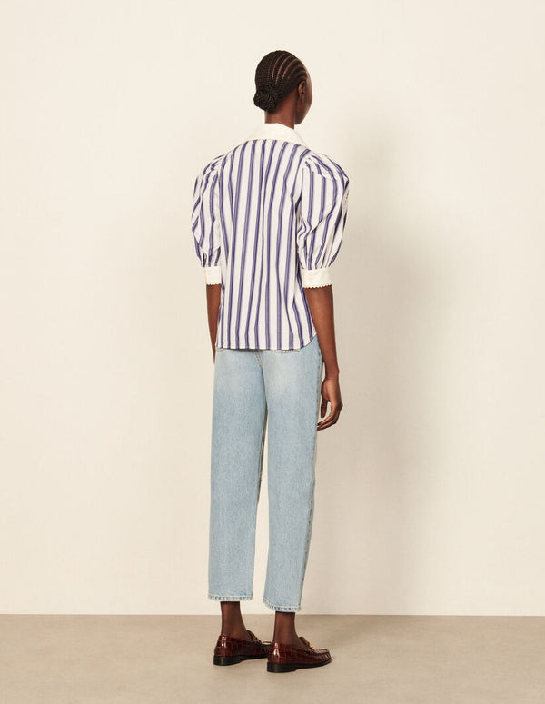 Sandro | Camisa de rayas con cuello oversize para mujer.