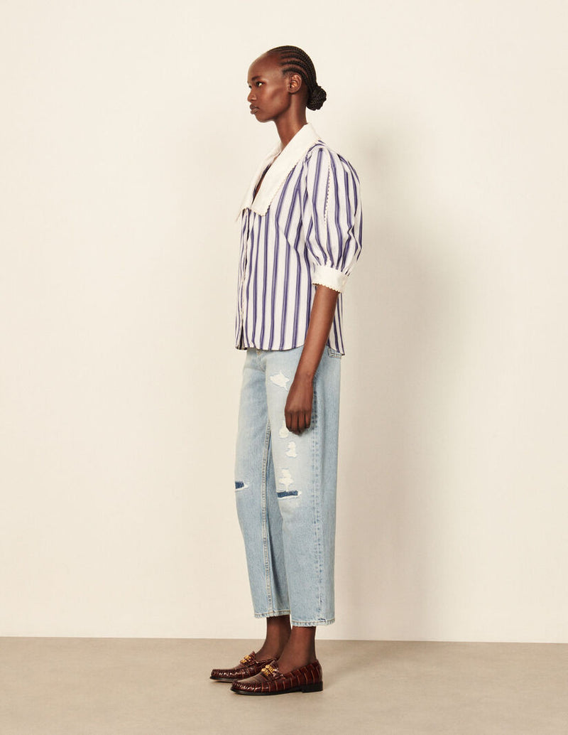 Camisa de rayas con cuello oversize
