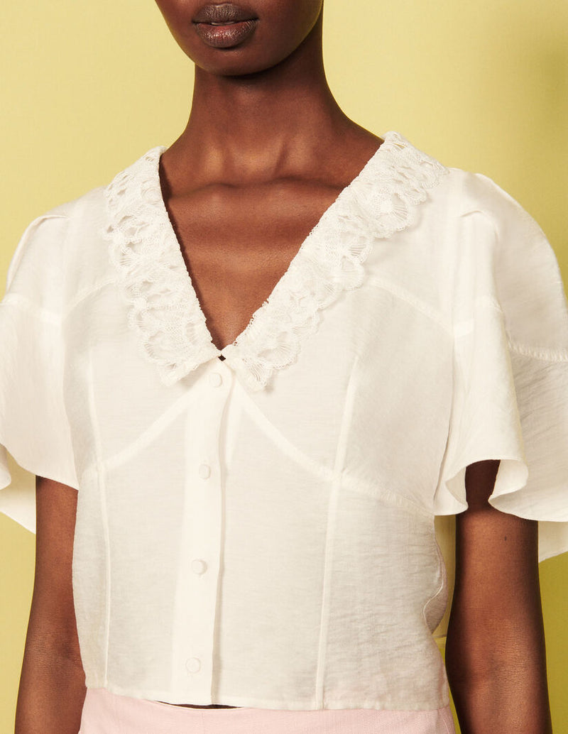 Camisa corta con capa avolantada