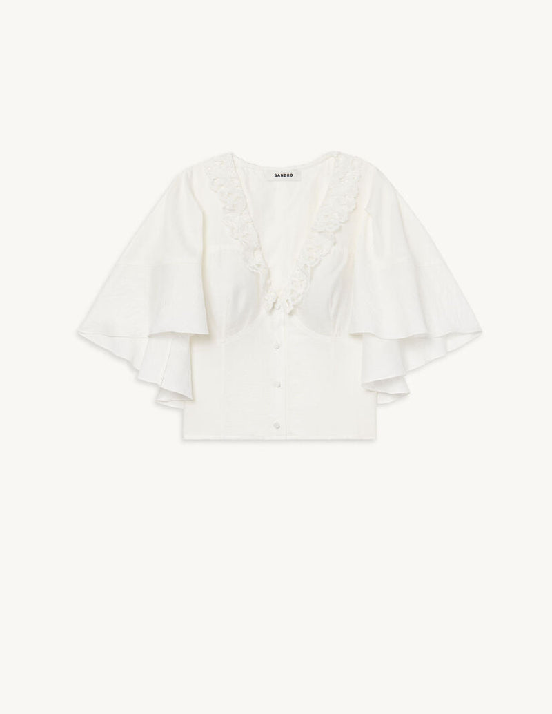 Camisa corta con capa avolantada
